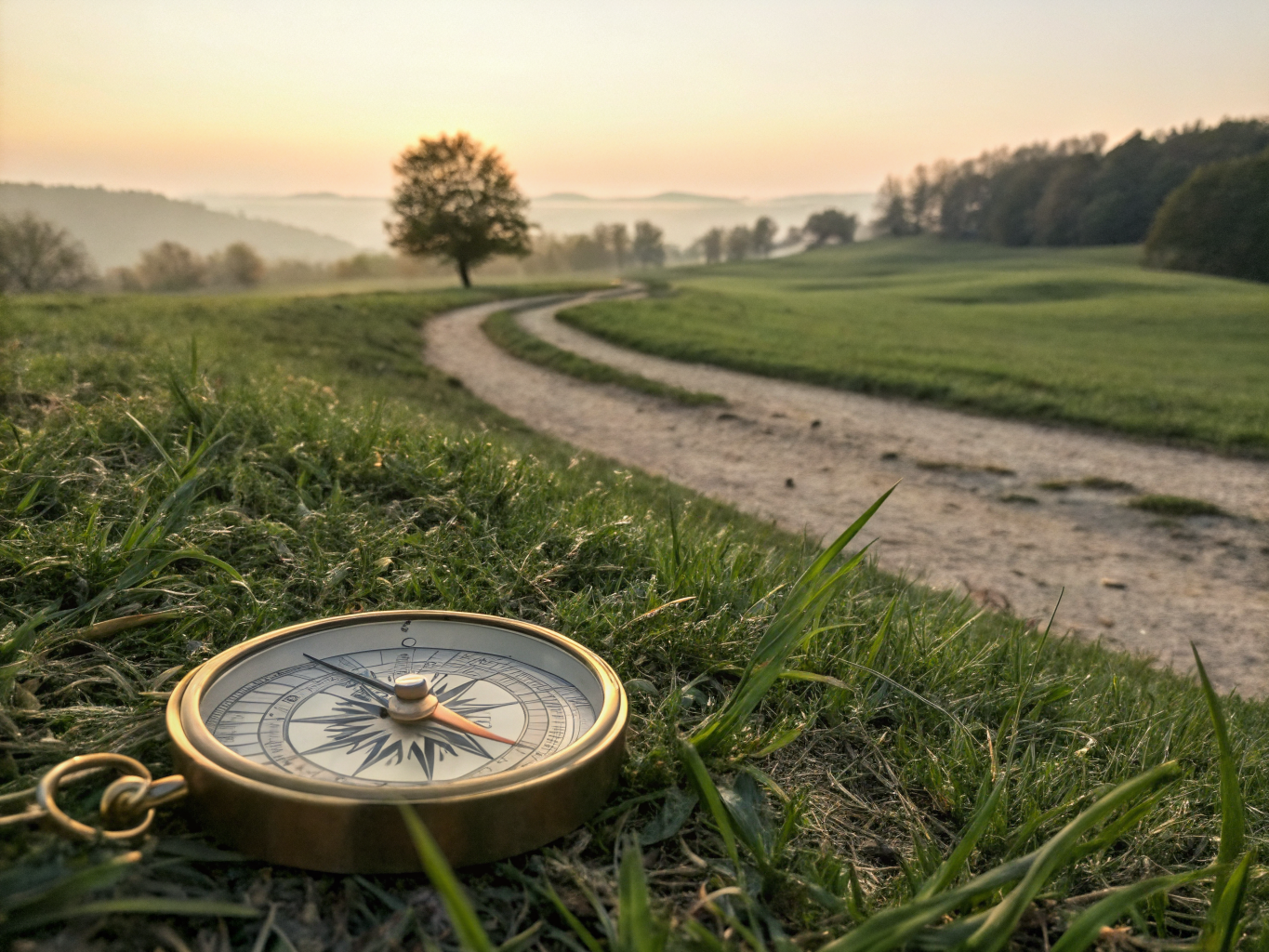 Compass guiding the way in nature