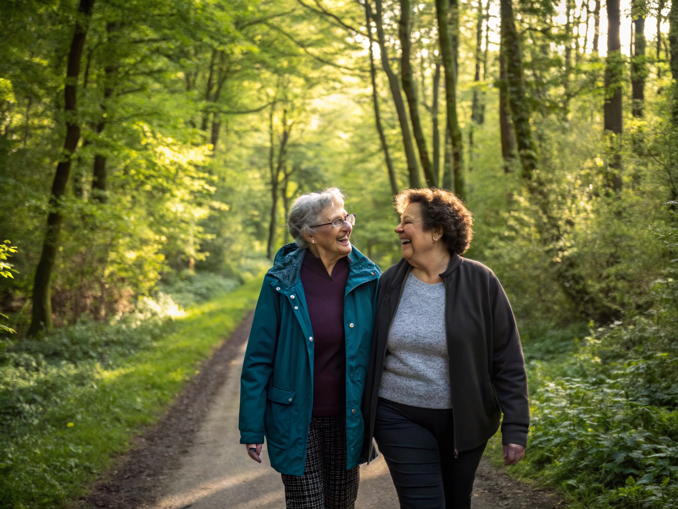 Twee personen die samen wandelen in een vertrouwde omgeving
