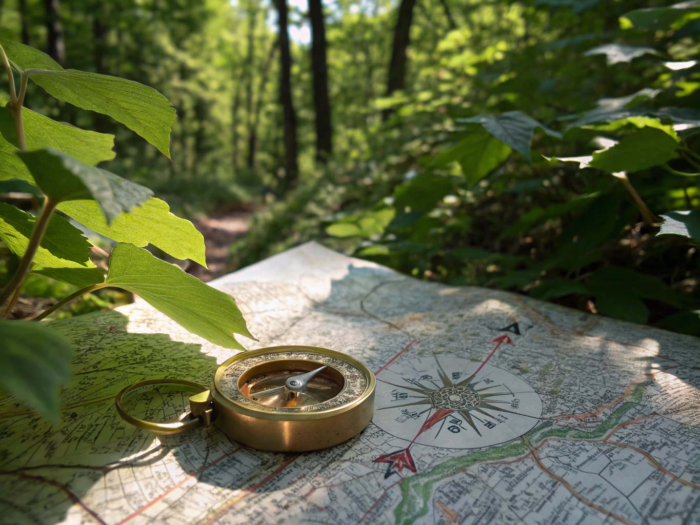 Een kompas op een kaart die richting en structuur in de zorg symboliseert